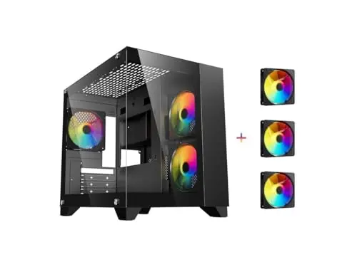 DIYPC ARGB-Q01 MicroATX Mini Tower White Tempered Glass Side Panel