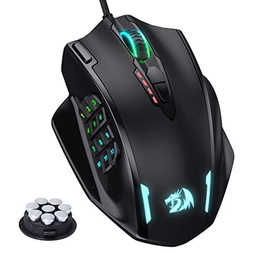Redragon M908 Impact RGB LED MMO Mouse with Side Buttons Laser Wired Gaming Mouse with 12,400DPI, High Precision, 19 Programmable Mouse Buttons image