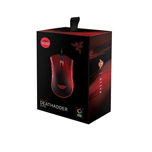 Razer DeathAdder Elite Gaming Mouse SKT T1 Edition: 16,000 DPI Optical Sensor - Chroma RGB Lighting - 7 Programmable Buttons - Mechanical Switches - Rubber Side Grips image
