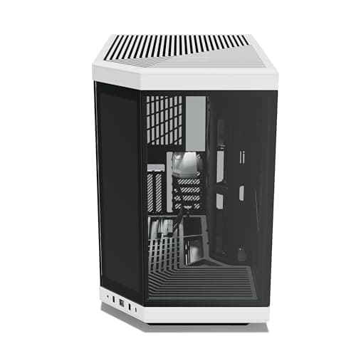 Hyte Y70 Touch Infinite Dual Chamber ATX Mid Tower Modern Aesthetic Case with Integrated 2.5K LCD Touchscreen - Panda/White image