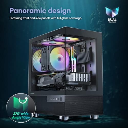 Okinos Aqua 3 Micro ATX Mini Tower Black Tempered Glass Side Panel image