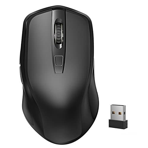 Yantop Wireless Mouse for Laptop, Full Size 2.4G Cordless Mouse with USB Nano Receiver, Power ON-Off Switch, 3 Adjustable DPI, Large 6-Button Mouse for Computer, Desktop, MacBook, Notebook,Black image
