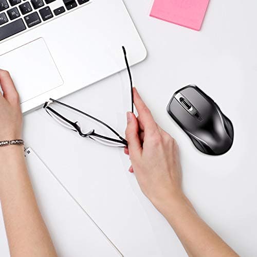 Yantop Wireless Mouse for Laptop, Full Size 2.4G Cordless Mouse with USB Nano Receiver, Power ON-Off Switch, 3 Adjustable DPI, Large 6-Button Mouse for Computer, Desktop, MacBook, Notebook,Black image