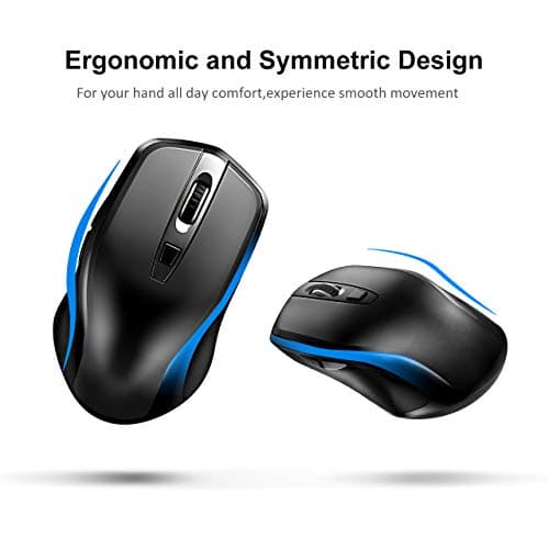 Yantop Wireless Mouse for Laptop, Full Size 2.4G Cordless Mouse with USB Nano Receiver, Power ON-Off Switch, 3 Adjustable DPI, Large 6-Button Mouse for Computer, Desktop, MacBook, Notebook,Black image