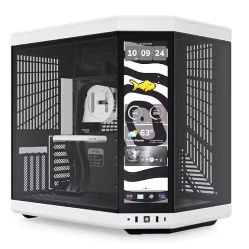 Hyte Y70 Touch Infinite Dual Chamber ATX Mid Tower Modern Aesthetic Case with Integrated 2.5K LCD Touchscreen - Panda/White image