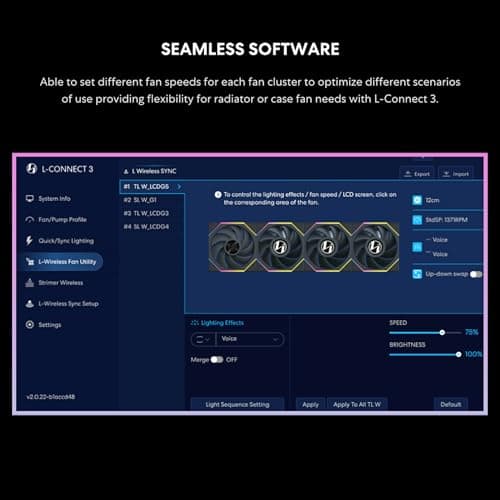 Lian Li UNI FAN TL LCD Wireless 120mm White ARGB PWM 3-Pack image