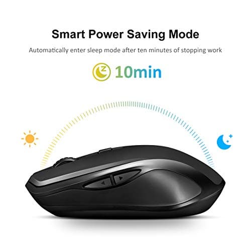 Yantop Wireless Mouse for Laptop, Full Size 2.4G Cordless Mouse with USB Nano Receiver, Power ON-Off Switch, 3 Adjustable DPI, Large 6-Button Mouse for Computer, Desktop, MacBook, Notebook,Black image