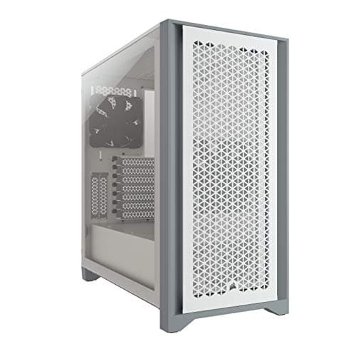 Corsair 4000D Airflow ATX Mid Tower White with Tinted Tempered Glass Side Panel and Front I/O: USB 3.2 Gen 2 Type-C, USB 3.2 Gen 1 Type-A