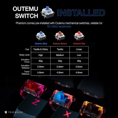 Tecware Phantom RGB Wired Outemu Blue Gaming Keyboard image