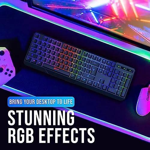 KLIM Chroma Wireless Gaming Keyboard + Slim, Durable, Ergonomic, Quiet, Waterproof, Silent Keys + Backlit Wireless Keyboard for PC PS4 Xbox One Mac + Teclado Gamer + New 2020 Version + Black image