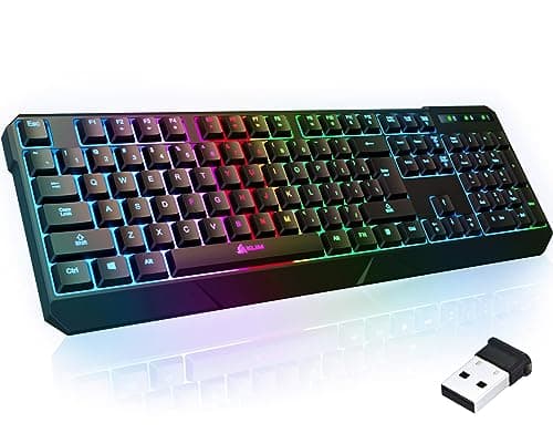 KLIM Chroma Wireless Gaming Keyboard + Slim, Durable, Ergonomic, Quiet, Waterproof, Silent Keys + Backlit Wireless Keyboard for PC PS4 Xbox One Mac + Teclado Gamer + New 2020 Version + Black main image