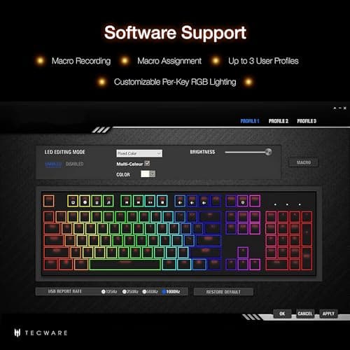 Tecware Phantom RGB Wired Outemu Blue Gaming Keyboard image