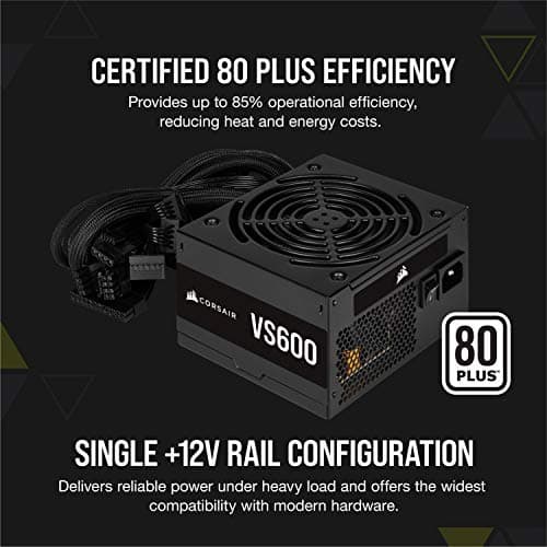 Corsair VS600 (2020) Black 600W Non-Modular 80+ Bronze Certified image