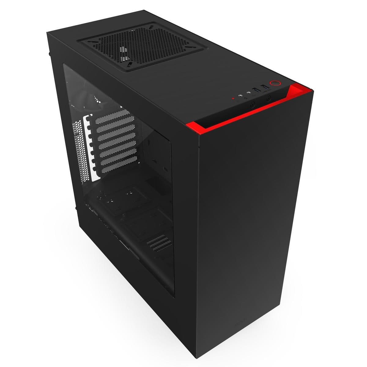 NZXT S340 ATX Mid Tower Black / Red Acrylic Side Panel image