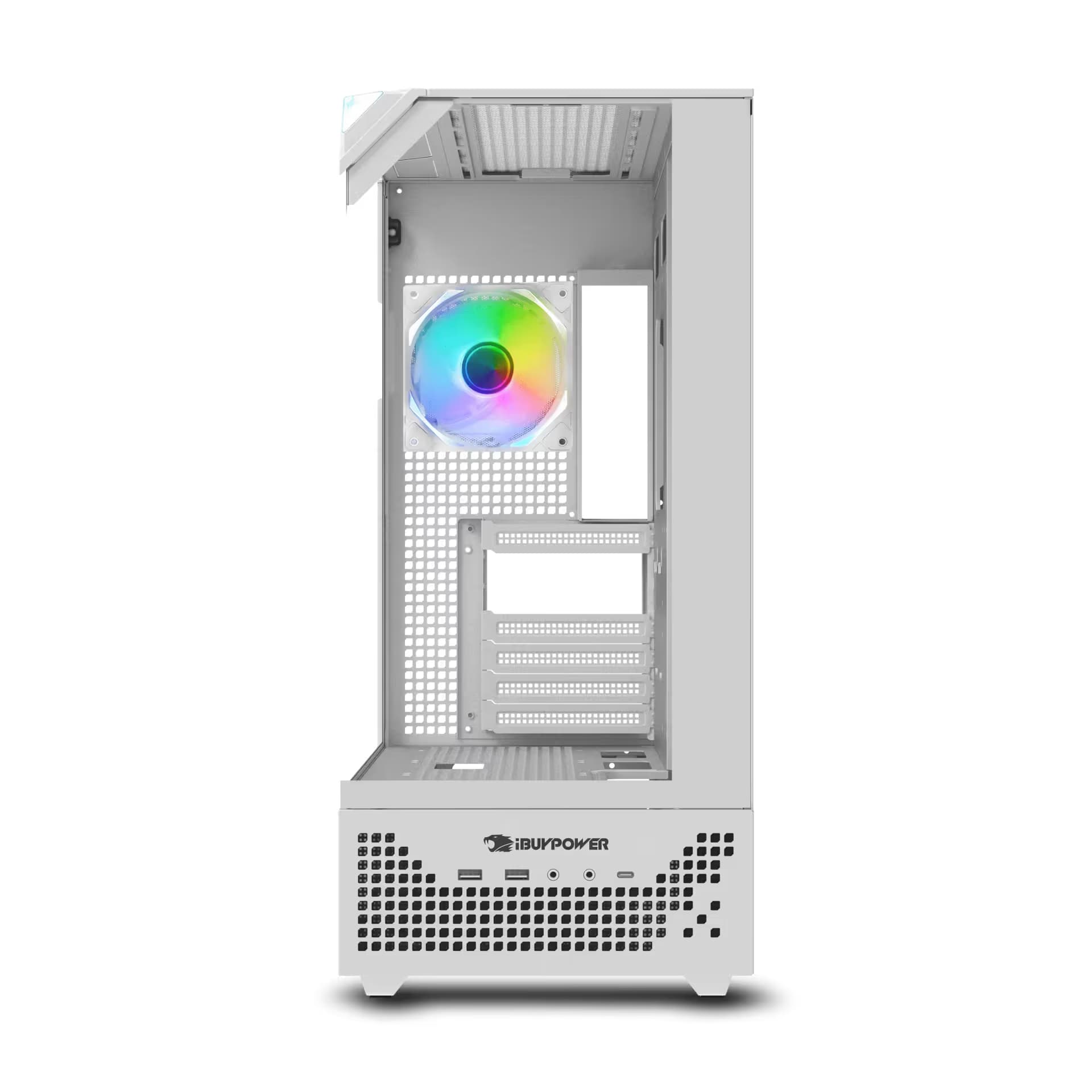 iBuypower Element 9 PRO ATX Mid Tower White Tempered Glass Side Panel ...