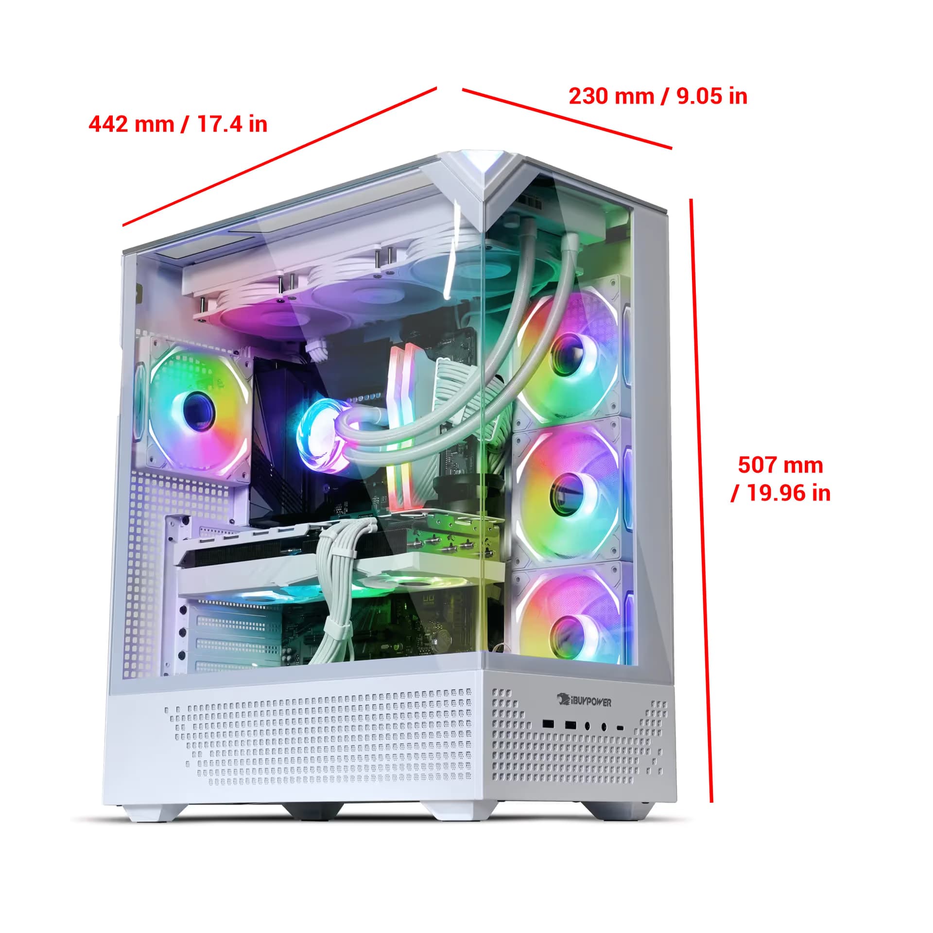 iBuypower Element 9 PRO ATX Mid Tower White Tempered Glass Side Panel ...