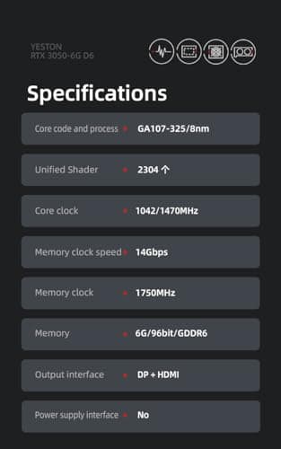 Yeston GeForce RTX 3050 6GB LP 6GB GDDR6 Pink image