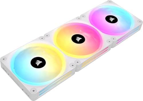 Corsair iCUE LINK QX120 RGB Starter Kit 120mm White Addressable RGB PWM 63.1 CFM 3-Pack image