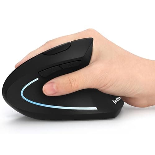 Ergonomic Mouse, Vertical Wireless Mouse - LEKVEY Rechargeable 2.4GHz Optical Vertical Mice : 3 Adjustable DPI 800/1200/1600 Levels 6 Buttons, for Laptop, PC, Computer, Desktop, Notebook etc, Black main image