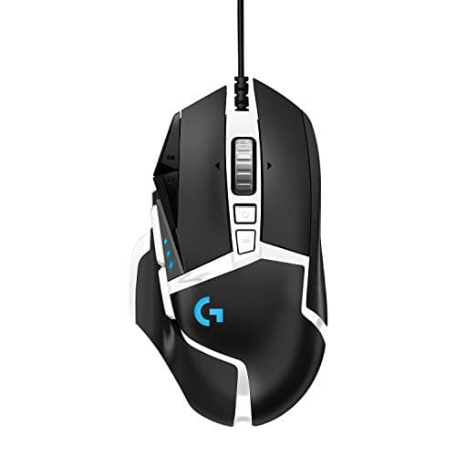 Logitech G502 Hero High Performance Gaming Mouse Special Edition, Hero 16K Sensor, 16 000 DPI, RGB, Adjustable Weights, 11 Programmable Buttons, On-Board Memory, PC/Mac - Black/White main image