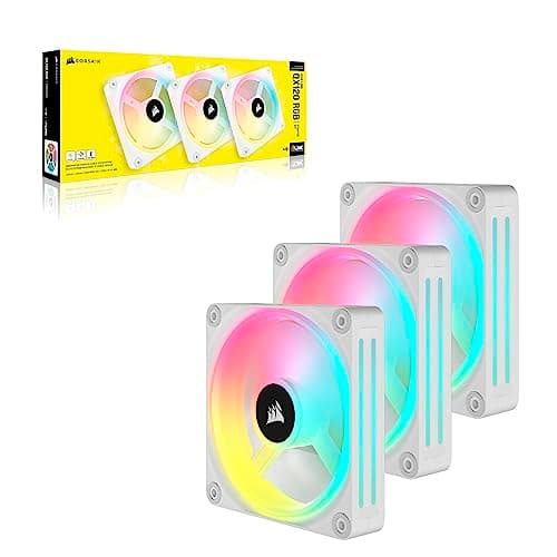 Corsair iCUE LINK QX120 RGB Starter Kit 120mm White Addressable RGB PWM 63.1 CFM 3-Pack image