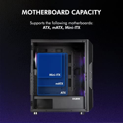 Zalman i3 NEO ATX Mid Tower Black / Silver Tempered Glass Side Panel image