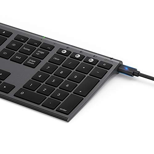 Multi-Device Keyboard for Mac OS/ iOS/ iPad OS, Jelly Comb Bluetooth Keyboard for MacBook Pro/Air, iMac, iPhone, iPad Pro/ Air/ Mini, New iPad| Connect Up To 3 Devices (Space Gray, Rechargeable) image