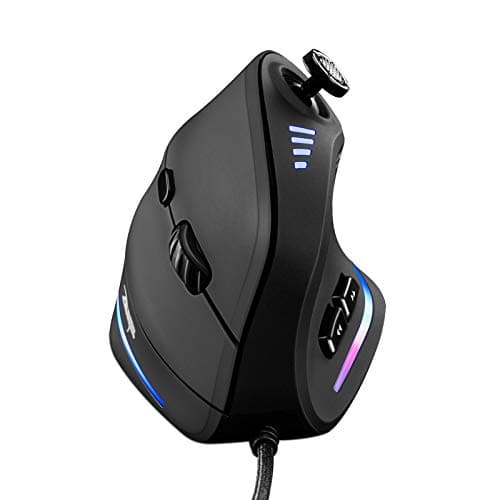 Gaming Mouse with 5 D Rocker, TRELC Ergonomic Mouse with 10000 DPI/11 Programmable Buttons, RGB Vertical Gaming Mice Wired for PC/Laptop/E-Sports/Gamer (Black) image