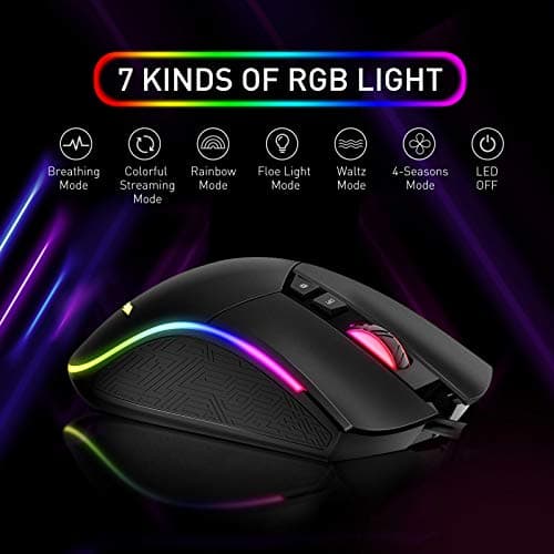 Havit Mechanical Gaming Keyboard and Mouse Combo Blue Switch 104 Keys Rainbow Backlit Keyboards, 4800DPI 7 Button Mouse Wired for PC Gamer Computer Laptop image