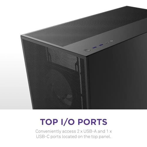 NZXT H7 Flow 2024 - Mid-Tower ATX Airflow Case - Includes Pre-Installed 3 x 120mm Fans - CM-H72FB-01 - Supports Bottom Fans for Dedicated GPU Cooling - Cable Management - Black image