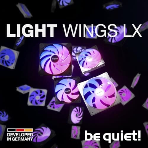 be quiet! Light Wings LX 140mm Addressable RGB PWM 75.5 CFM White 3-Pack image