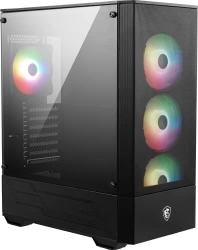 MSI MAG FORGE 112R ATX Mid Tower Black Tempered Glass Side Panel, USB 3.2 Gen 1 Type-A Front Panel image