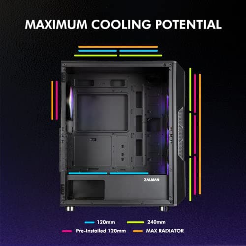 Zalman i3 NEO ATX Mid Tower Black / Silver Tempered Glass Side Panel image