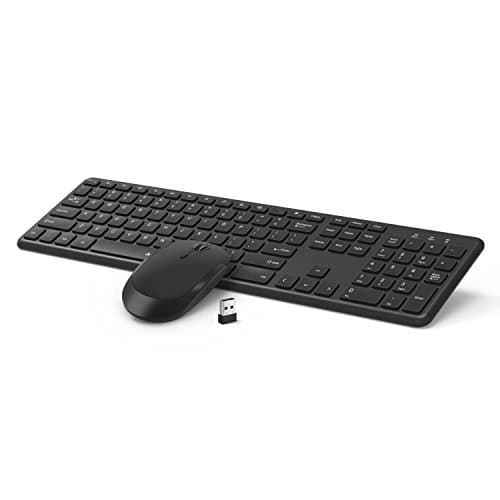 Wireless Keyboard and Mouse, Jelly Comb 2.4GHz Ultra Thin Full Size Wireless Keyboard Mouse Combo Set with Number Pad for Computer, Laptop, PC, Desktop, Notebook, Windows 7, 8, 10-(Black) image
