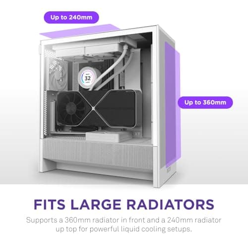 NZXT H5 Flow (2024) ATX Mid Tower White with Tempered Glass Side Panel and USB 3.2 Gen 2x2 Type-C USB 3.2 Gen 1 Type-A image