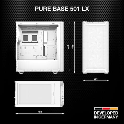 be quiet! Pure Base 501 LX ATX Mid Tower White with Tempered Glass Side Panel and USB 3.2 Gen 2 Type-C, USB 3.2 Gen 1 Type-A image