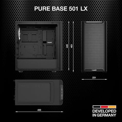be quiet! Pure Base 501 LX ATX Mid Tower Black with Tempered Glass Side Panel and USB 3.2 Gen 2 Type-C USB 3.2 Gen 1 Type-A image