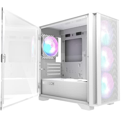 Montech AIR 100 ARGB Micro ATX Mid Tower White Tempered Glass Side Panel and USB 3.2 Gen 1 Type-A, USB 2.0 Type-A Front Panel main image