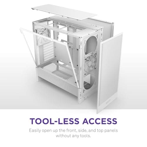 NZXT H5 Flow (2024) ATX Mid Tower White with Tempered Glass Side Panel and USB 3.2 Gen 2x2 Type-C USB 3.2 Gen 1 Type-A image