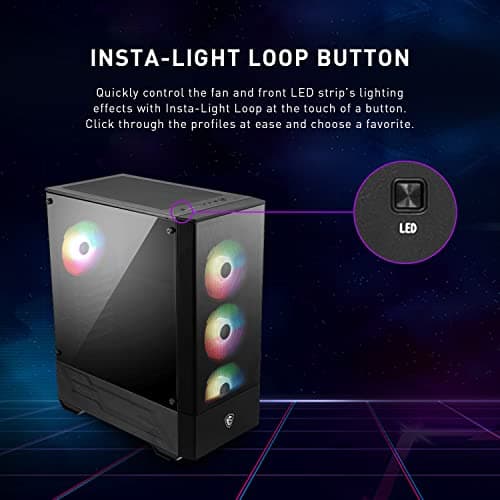 MSI MAG FORGE 112R ATX Mid Tower Black Tempered Glass Side Panel, USB 3.2 Gen 1 Type-A Front Panel image