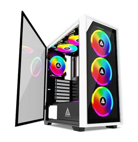 Apevia Genesis Pro ATX Mid Tower White Tempered Glass Side Panel, USB 3.2 Gen 1 Type-C and USB 2.0 Type-A Front Panel image