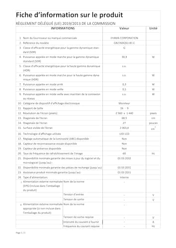 iiyama G-MASTER RED EAGLE 27" 1440p 144Hz TN Monitor image