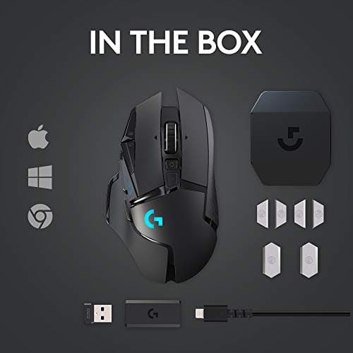 Logitech G502 Lightspeed Wireless Gaming Mouse with Hero 16K Sensor, PowerPlay Compatible, Tunable Weights and Lightsync RGB image