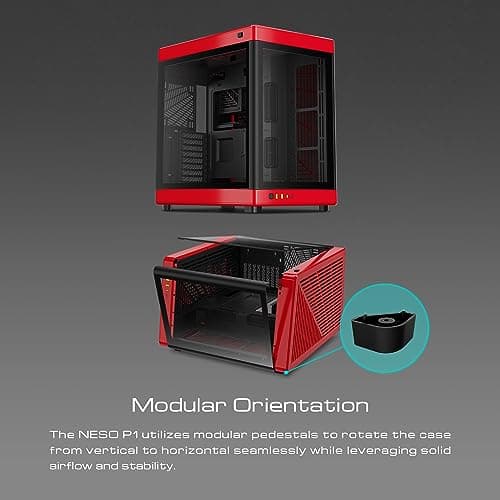 GAMDIAS NESO P1 ATX Full Tower Black / Red with Tempered Glass Side Panel and USB 3.2 Gen 2 Type-C, USB 3.2 Gen 1 Type-A image