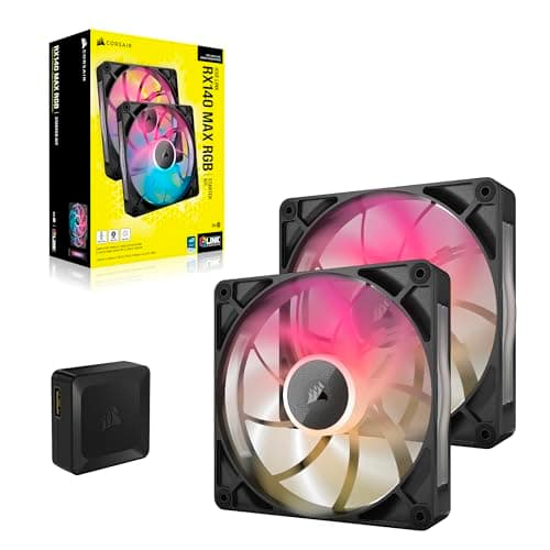 Corsair iCUE LINK RX140 MAX RGB Starter Kit 140mm Black Addressable RGB PWM 102.9 CFM 2-Pack image
