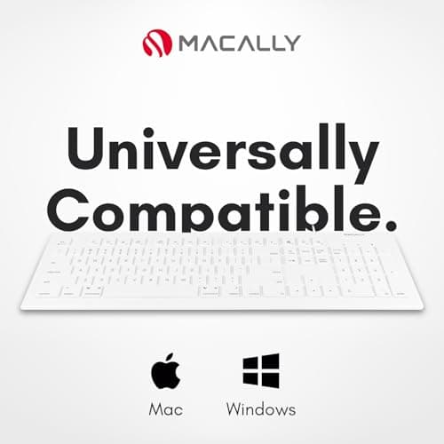 Macally Full Size USB Wired Keyboard (MKEYE) for Mac and PC (White) w/ Shortcut Hot Keys image