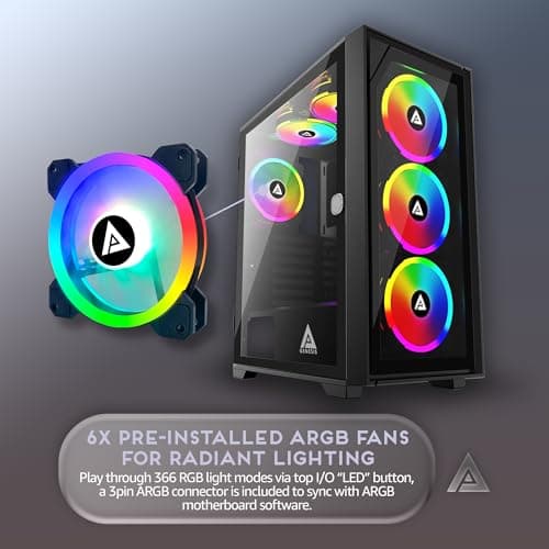 Apevia Genesis Pro ATX Mid Tower Black with Tempered Glass Side Panel and USB 3.2 Gen 1 Type-C, USB 2.0 Type-A image