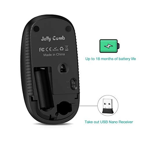 Jelly Comb 2.4G Slim Wireless Mouse with Nano Receiver MS001 (Black and Gold) image