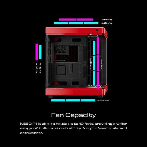 GAMDIAS NESO P1 ATX Full Tower Black / Red with Tempered Glass Side Panel and USB 3.2 Gen 2 Type-C, USB 3.2 Gen 1 Type-A image