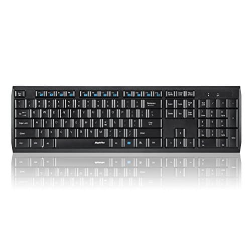 Eagletec K104 Wireless Keyboard and Mouse Combo Slim, Flat & Quiet, Ergonomic Full Size 104 Keys Keyboard & Portable Wireless Mouse for Windows PC (Black Wireless Keyboard & Mouse Set) image